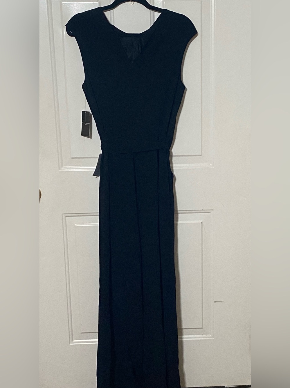 Tahari Cross Neck Tie Waist Wide Leg Jumpsuit - Picture 8 of 10